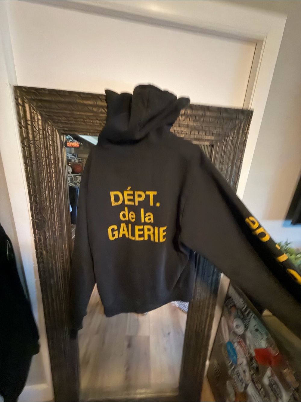Gallery Dept Black Crewneck Sweater with Yellow Logo
